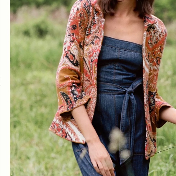 Anthropologie Sweaters - Anthropologie Moth Paisley Knit Jacket Cardigan Boho Open Front XS